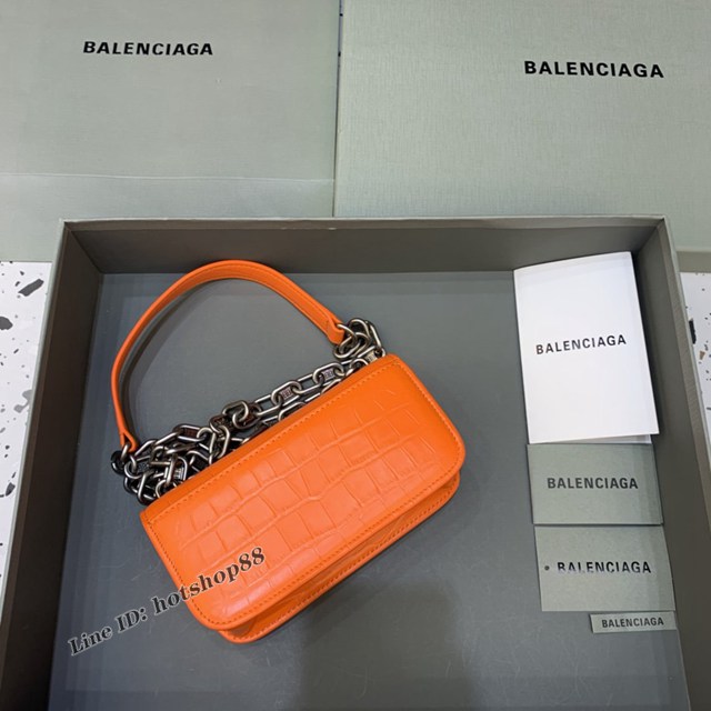 Balenciaga專櫃爆款小號鱷魚橙肩背包 巴黎世家新款Gossip bag斜挎包 fyj1306